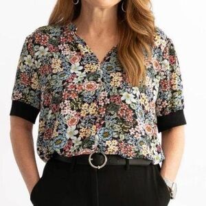 NWT Catherine Malandrino Plus Size Multicolor Floral Blouse
